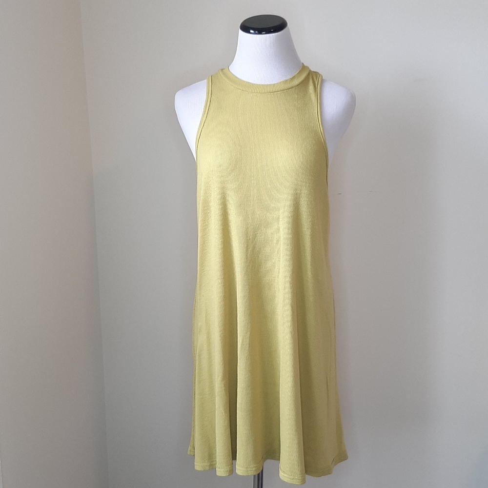 Free People Lime Green Sun Dress High Neck Ribbed Jersey Cover Up M